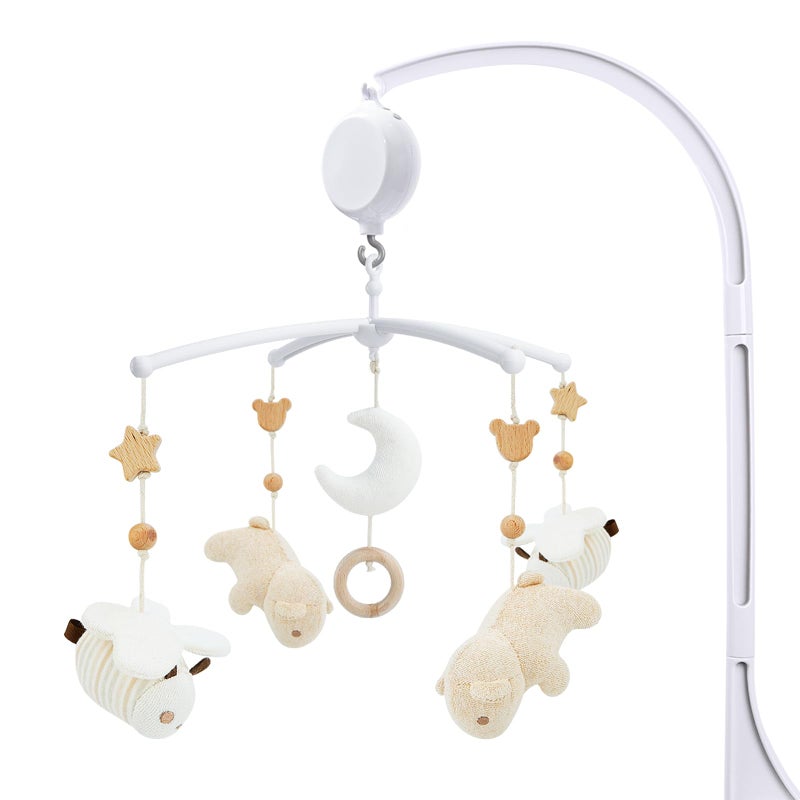 COTTONBEBE Crib Mobile 35 Lullaby Music, Cotton Baby Mobiles for Cribs & Pack N Play, Easy to Install, Stuffed Animals Hanging Toys Newborn Boys & Girls, Bear - Image 1