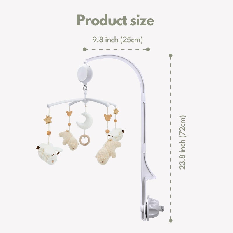 COTTONBEBE Crib Mobile 35 Lullaby Music, Cotton Baby Mobiles for Cribs & Pack N Play, Easy to Install, Stuffed Animals Hanging Toys Newborn Boys & Girls, Bear - Image 4