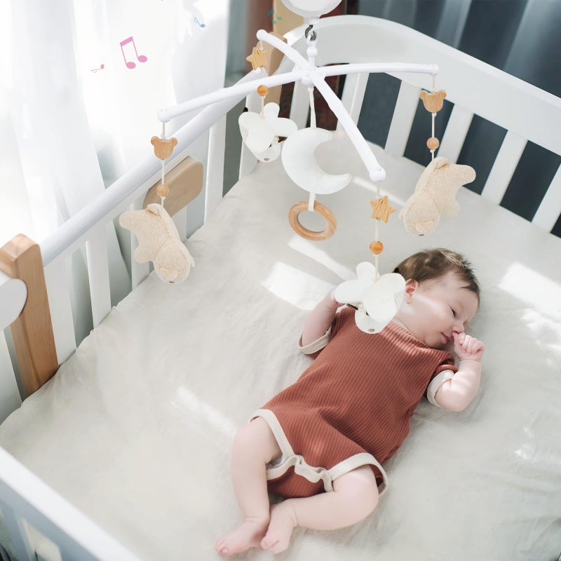 COTTONBEBE Crib Mobile 35 Lullaby Music, Cotton Baby Mobiles for Cribs & Pack N Play, Easy to Install, Stuffed Animals Hanging Toys Newborn Boys & Girls, Bear - Image 5