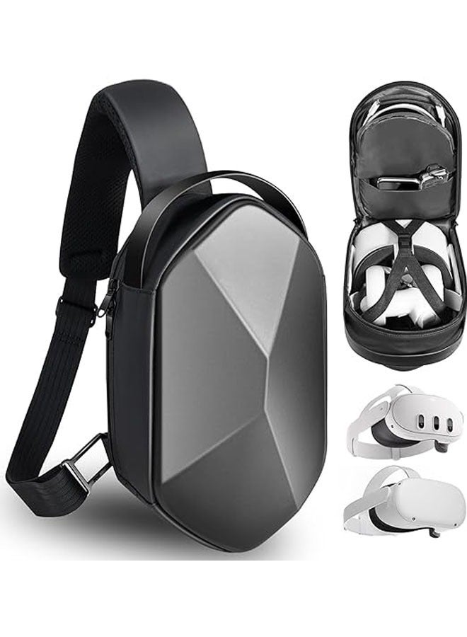 General Stylish travel carrying case compatible with Playstation VR2 and accessories, PS VR2 bag expandable capacity for VR gaming headsets and controllers, crossbody strap backpack  - Image 1