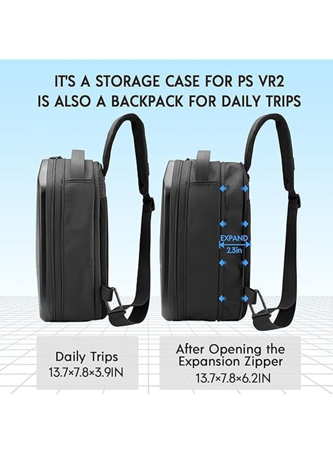 General Stylish travel carrying case compatible with Playstation VR2 and accessories, PS VR2 bag expandable capacity for VR gaming headsets and controllers, crossbody strap backpack  - Image 4