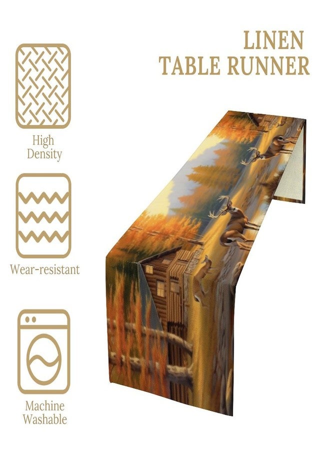 AAVEUP Vintage Deer Table Runner, Vintage Rustic Cabin Forest River Hunting Elk Wildlife Table Decor Table Top Dining Kitchen Wedding Party 13x70 Inch, Style-6 - Image 4