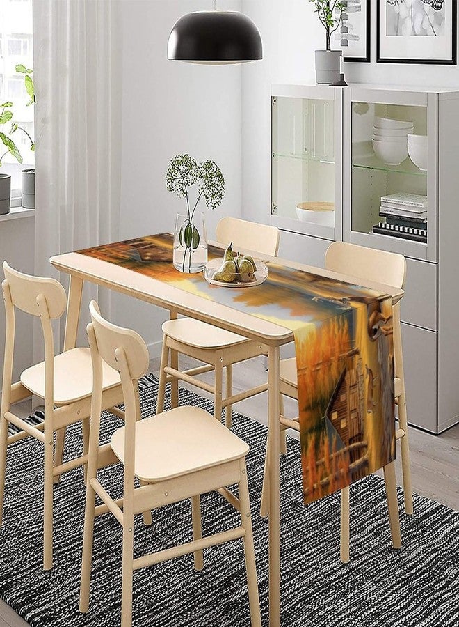 AAVEUP Vintage Deer Table Runner, Vintage Rustic Cabin Forest River Hunting Elk Wildlife Table Decor Table Top Dining Kitchen Wedding Party 13x70 Inch, Style-6 - Image 3