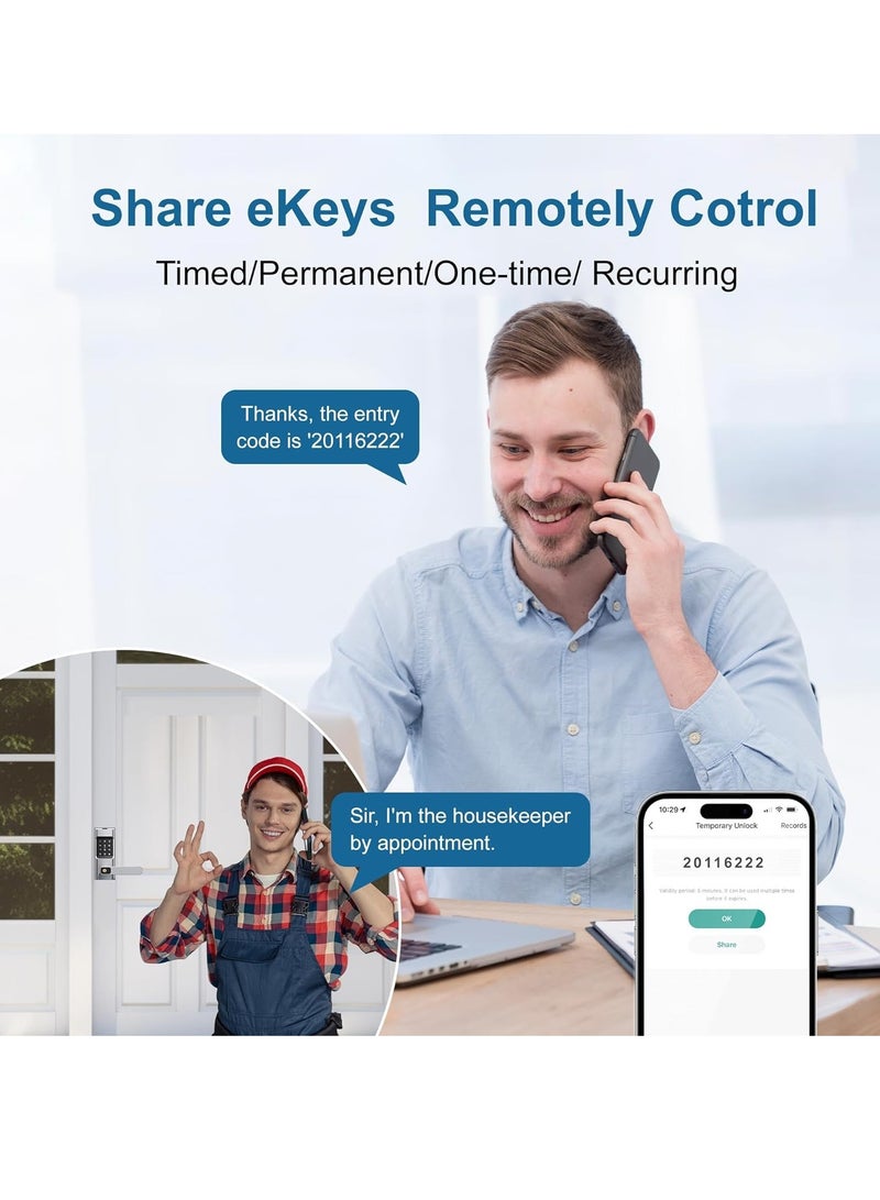 Smart Keypad Door Lock with Handle - Fingerprint Door Lock, Keyless Entry Electronic Door Lock, 6 in 1 APP Control/Fingerprints/IC Cards/Passcode/Keys Biometric Front Door Lock for Home Office - Image 4