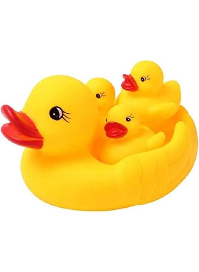 4pcs/set Mother and Baby Yellow Rubber Bath Ducks for Child - Image 1