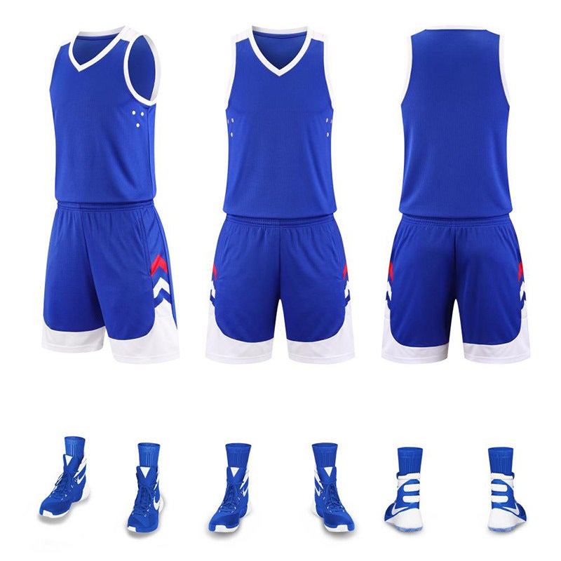 Generic Wholesale New Basketball Uniform Suit Mens Group Purchase Primary and Secondary School Student Sports Jersey Quick-Drying Training Camp Basketball Jersey Color blue 886