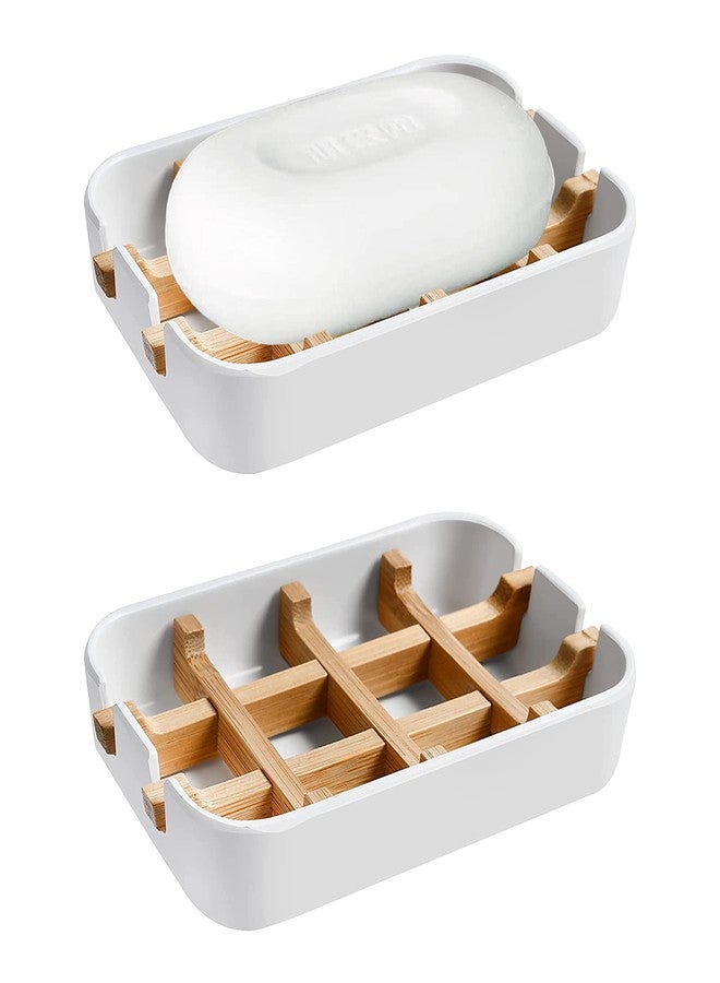 Aoheuo Modern Bamboo Fiber soap Holder and soap Dish Combination (Removable), White, 5.12 Long by 3 Wide, 0.98 inches high, Used in Kitchens, bathrooms, and bar Sinks - Image 1