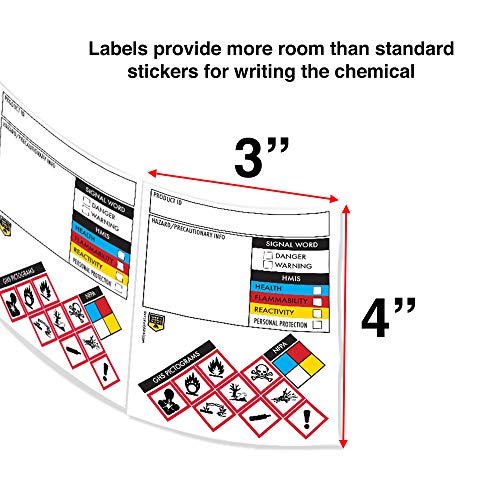 Safety Supply Mart ملصقات ورقة بيانات السلامة / ملصقات MSDS، 3" × 4"، لفة من 250، مقاومة للتمزق، حق المعرفة - ملصقات تعريف المواد الكيميائية وتحديدها - Image 5