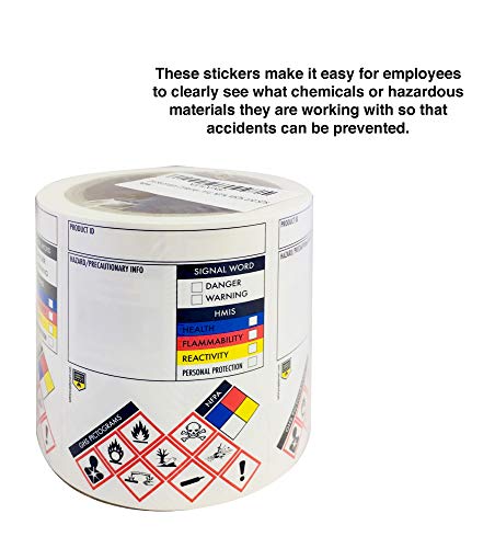 Safety Supply Mart ملصقات ورقة بيانات السلامة / ملصقات MSDS، 3" × 4"، لفة من 250، مقاومة للتمزق، حق المعرفة - ملصقات تعريف المواد الكيميائية وتحديدها - Image 2