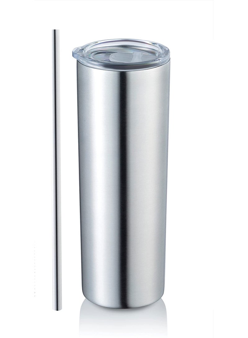 Excefore Insulated Skinny Stainless Steel Tumbler Set, 1 Pack 20oz Coffee Tumbler Straw Travel Coffee Mug With PBA Free Lids Slim Vacuum Insulated Tumblers Keep Hot and Cold Great for Home, Office  - Image 1