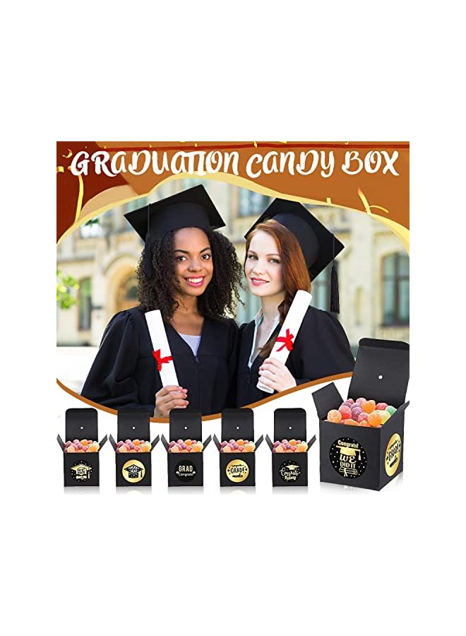 The Bros Graduation Decorations, 68PCS graduation Cap Candy Boxes, Celebration Chocolate Box with Stickers for graduation Gifts Grad Ceremony Party Favors(Black) - Image 2