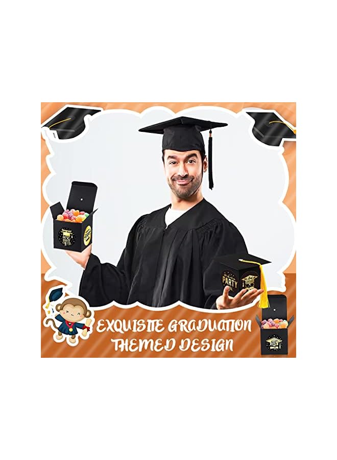 The Bros Graduation Decorations, 68PCS graduation Cap Candy Boxes, Celebration Chocolate Box with Stickers for graduation Gifts Grad Ceremony Party Favors(Black) - Image 5