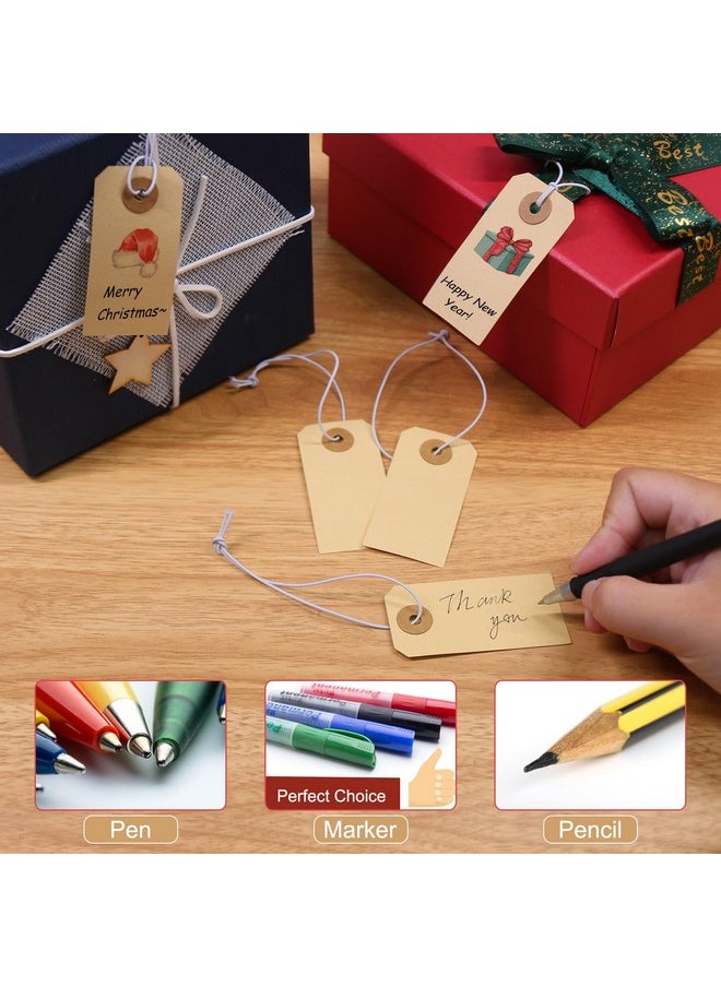 Coideal Paper Tags With Elastic String - Coideal 200 Pcs Small Hang Price Tags Attached Reinforced Hole, Blank Marking Shipping Tags Label For Hanging Gift Clothing Jewelry (2 3/4" X 1 3/8")  - Image 5