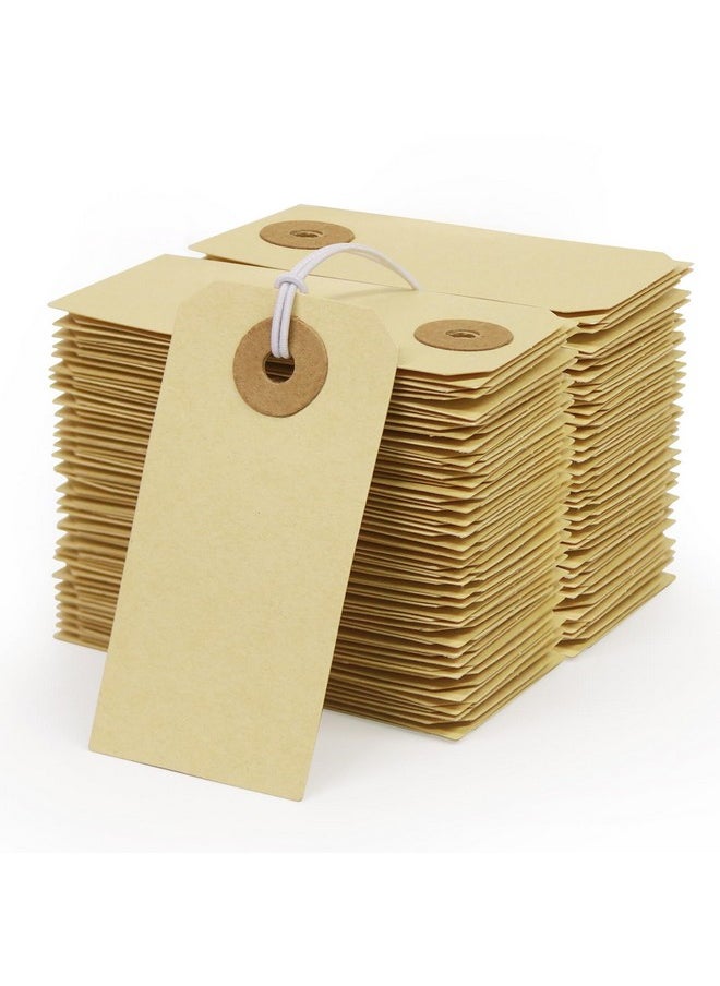 Coideal Paper Tags With Elastic String - Coideal 200 Pcs Small Hang Price Tags Attached Reinforced Hole, Blank Marking Shipping Tags Label For Hanging Gift Clothing Jewelry (2 3/4" X 1 3/8")  - Image 1