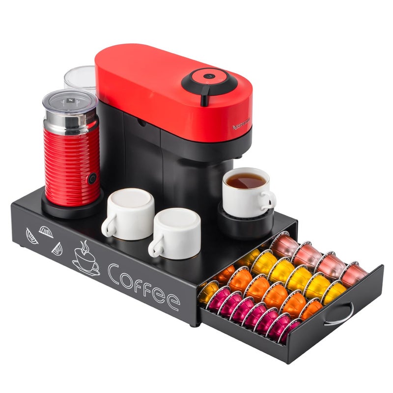 فلاج شيب حامل كبسولات فيرتو الرائد لنسبريسو - منظم تخزين القهوة، معدن أسود، يناسب جميع أحجام كبسولات فيرتو - Image 1