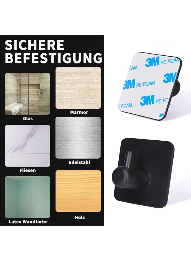 DUNISO 6-Pieces Self Adhesive Hooks for Hanging,Waterproof 304 Stainless Steel Hooks for Hanging Coat,Hat,Robe or Towel ,Single Organizer for Bathroom and Kitchen(Black) - Image 4