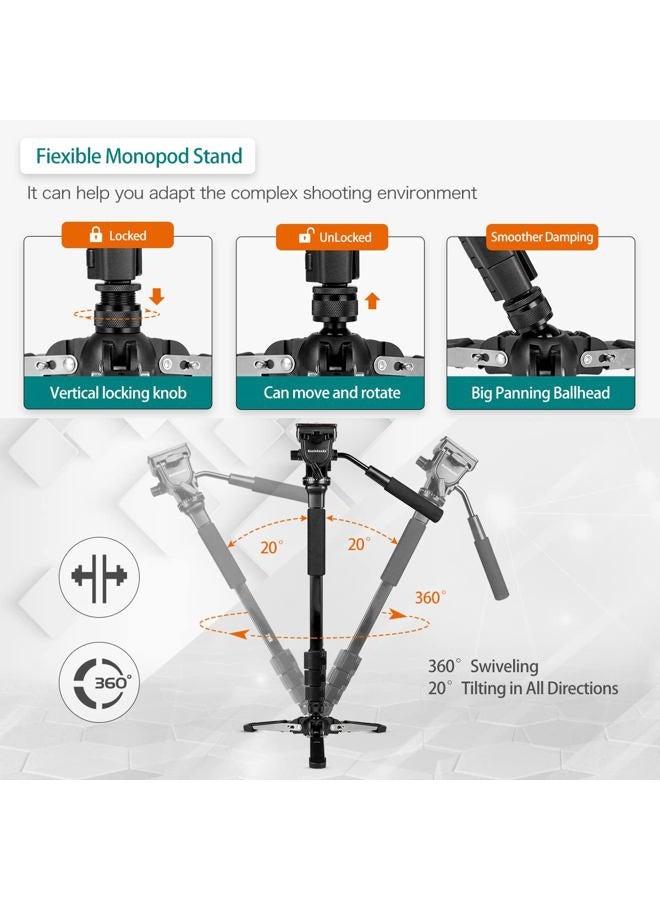 Mini Tripod,Universal 3 Legs Monopod Base Stand Unipod Support With 3/8
