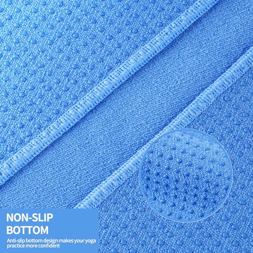 MICROFI Microfiber Hot Yoga Towel Mat, 24 x 72 inches, with Non-Slip Silicone Grip, Secure Fit Elastic Straps (Blue) - Image 3