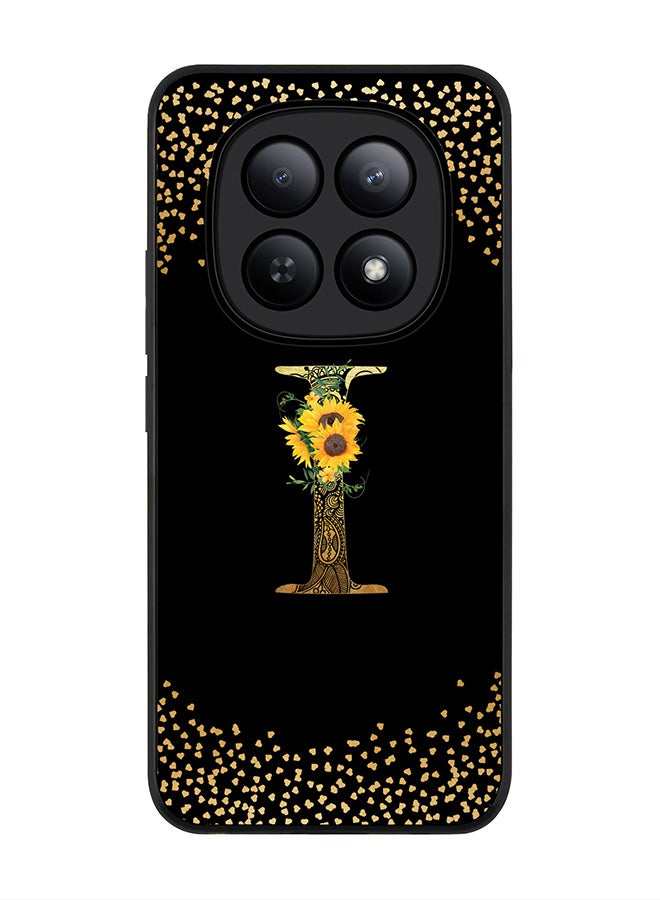 For Xiaomi Redmi Note 15 5G / Poco M8 Case,Slim fit Camera Protection, Shockproof Thin Phone cover  - Custom Floral Monogram - I ( Black )
