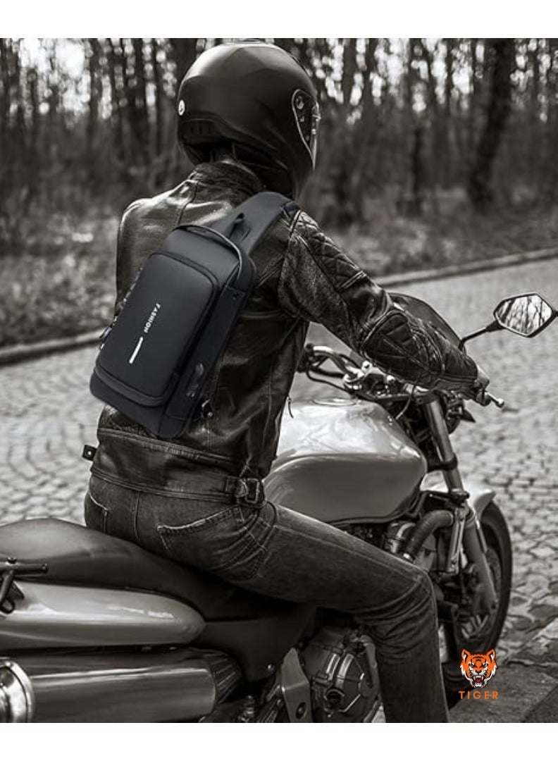 TIGER Waterproof Anti-Theft Crossbody Sling Bag for Men with USB Charging Port - Image 4