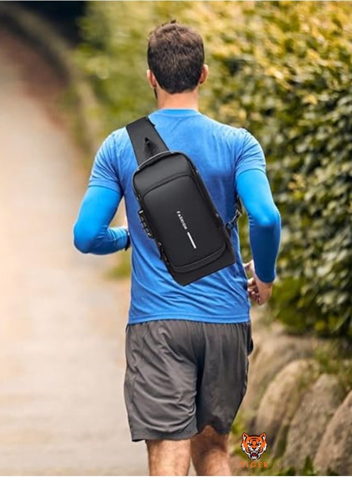 TIGER Waterproof Anti-Theft Crossbody Sling Bag for Men with USB Charging Port - Image 5