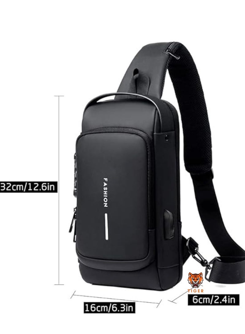 TIGER Waterproof Anti-Theft Crossbody Sling Bag for Men with USB Charging Port - Image 2