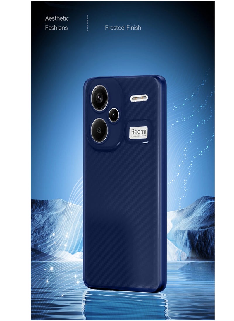 Wtech - Soft Liquid Silicone Carbon Fiber Texture Case Cover For Xiaomi Redmi Note 13 Pro+ 5G 2023 Navy Blue - Image 1