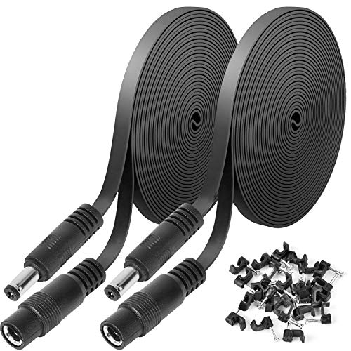 Uogw 2 Pack 10ft/3m DC Power Extension Cable 2.1mm x 5.5mm Compatible with 12V DC Adapter Cord for CCTV IP Camera, LED, Car, Black - Image 1