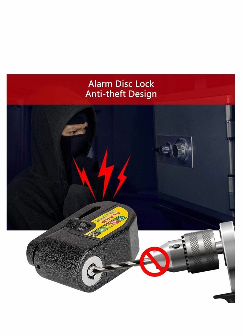 Excefore - Disc Brake Lock Alarm Motorcycle Lock, Anti-theft Motorbike Alarm Disc Lock, Waterproof 110DB Alarm Sound Bicycles Scooters Brake Disc Wheel Lock with Reminder Cable - Image 1