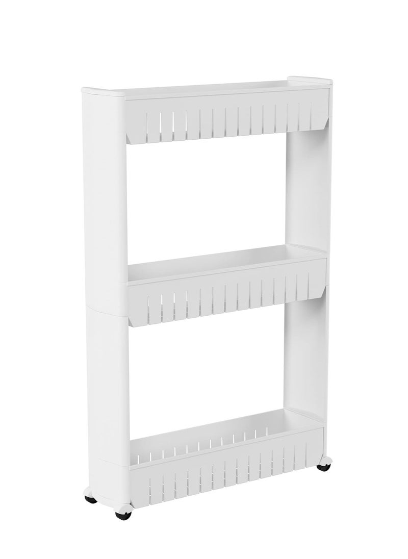 MIXDE - 4 Tier Kitchen Plastic Storage Shelf Slim, Mobile Narrow Rolling Cart with Wheels, Storage Cart for Kitchen Bathroom Laundry Office Narrow Places - Image 1