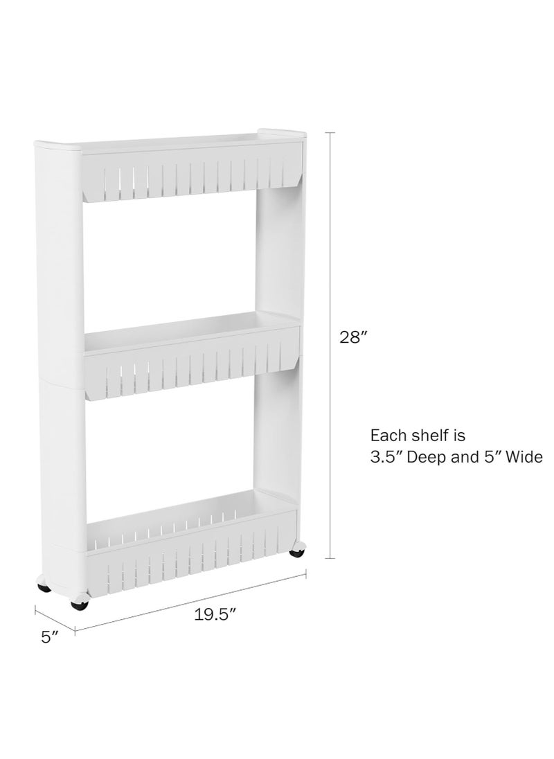 MIXDE - 4 Tier Kitchen Plastic Storage Shelf Slim, Mobile Narrow Rolling Cart with Wheels, Storage Cart for Kitchen Bathroom Laundry Office Narrow Places - Image 1