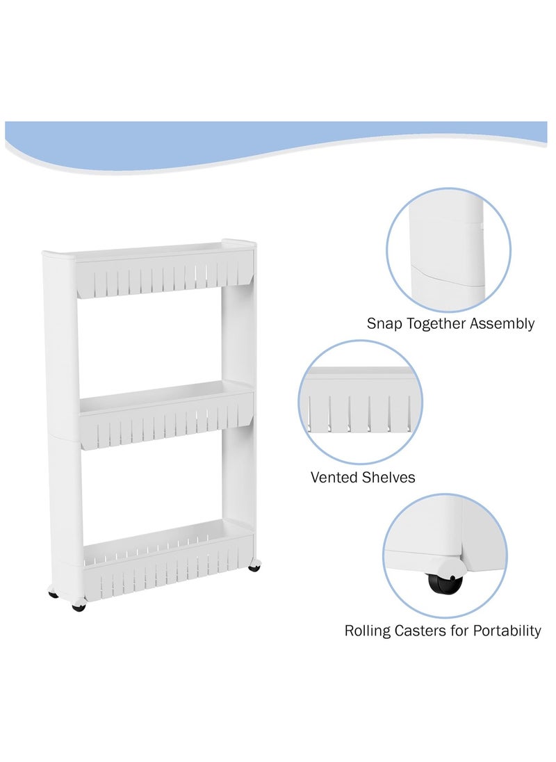 MIXDE - 4 Tier Kitchen Plastic Storage Shelf Slim, Mobile Narrow Rolling Cart with Wheels, Storage Cart for Kitchen Bathroom Laundry Office Narrow Places - Image 1