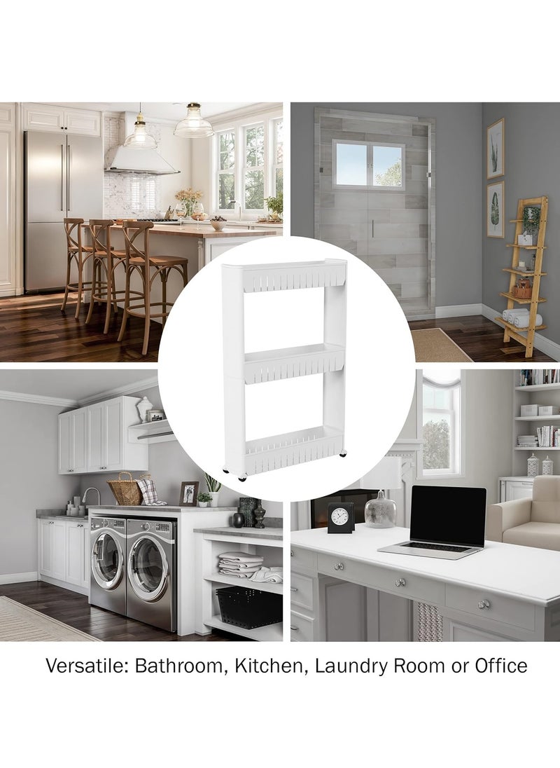MIXDE - 4 Tier Kitchen Plastic Storage Shelf Slim, Mobile Narrow Rolling Cart with Wheels, Storage Cart for Kitchen Bathroom Laundry Office Narrow Places - Image 1