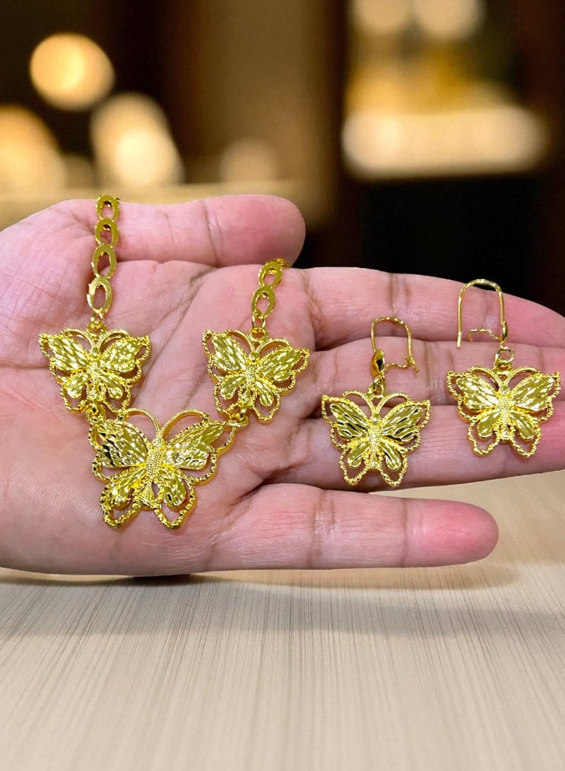 GOLDMAX 21k Gold Plated Necklace & Earrings Jewelry Set For Women - Image 1