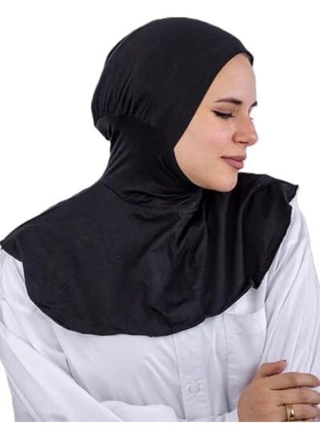 تَلْبِيْسة حجاب كاملة تغطي الرقبة – لون أسود أنيق | تصميم عملي وعصري للمرأة المحتشمة  - Image 1