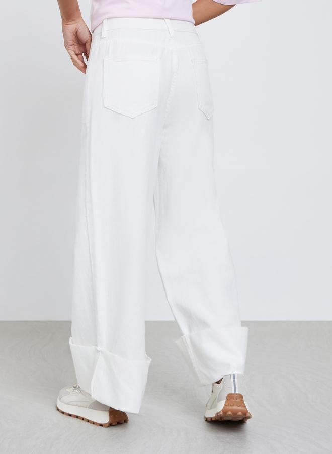 Styli High Rise Wide Leg Jeans with Fold-Up Hem - Image 5