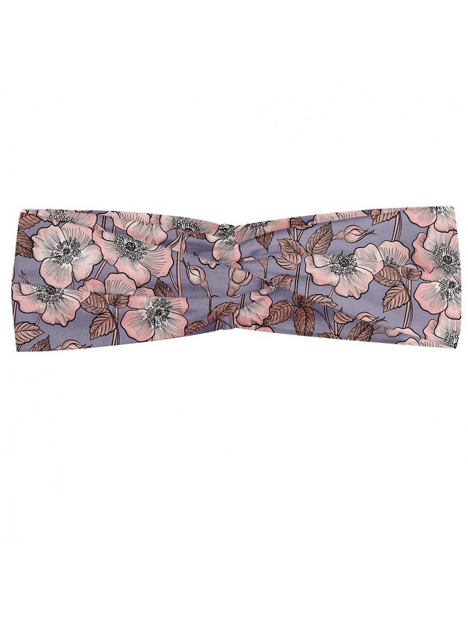 Ambesonne Vintage Headband Set Of 2 Graceful Nature Theme Bedding Plant Poppies Buds With Look French Garden Knotted Elastic Hair Band Accessory For Women Everyday Use Xss Mauve Blush - Image 1