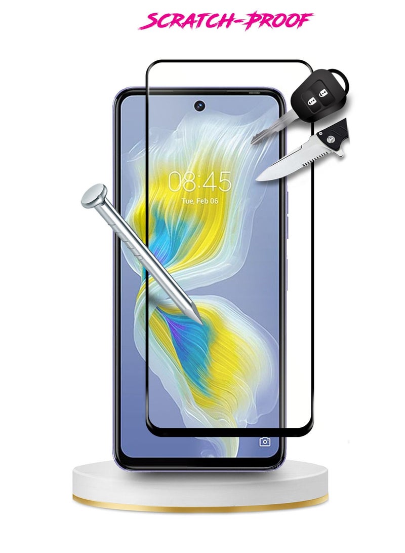 Wtech Premium E2E Tempered Glass Edge to Edge Premium 9H Screen Protector For Tecno Pova 5 / Pova 5 Pro 4G 2023 Clear/Black  - Image 2