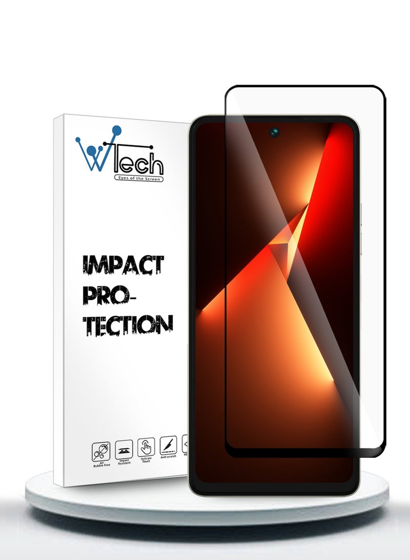 Wtech Premium E2E Tempered Glass Edge to Edge Premium 9H Screen Protector For Tecno Pova 5 / Pova 5 Pro 4G 2023 Clear/Black  - Image 1