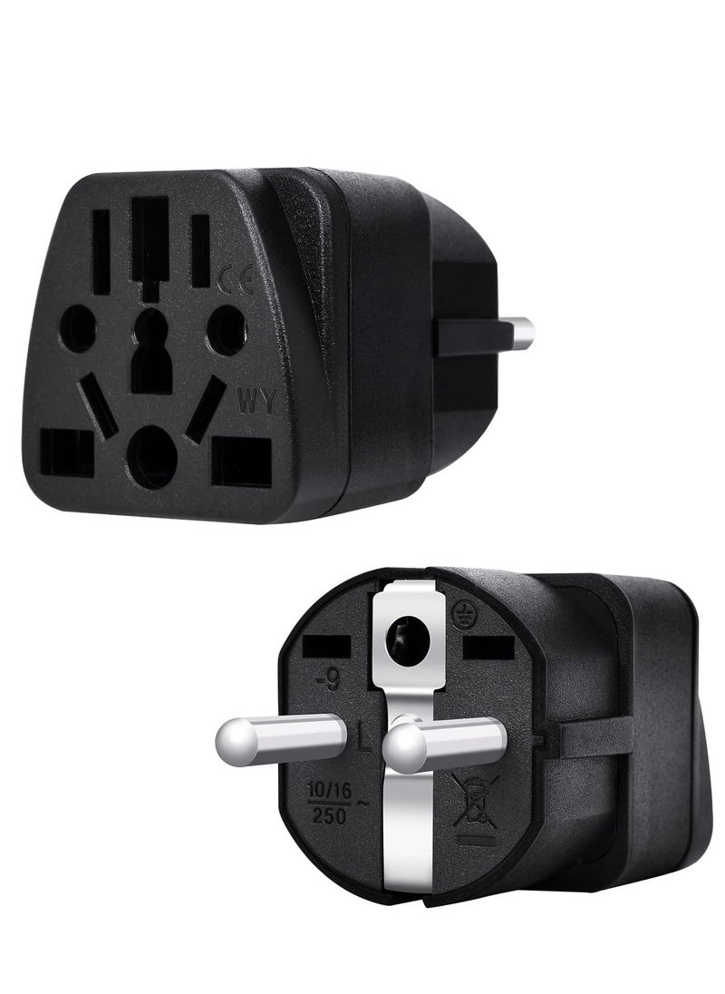 Rock Pow World to EU Adapter 1-Pack - Infino Multi-Country Converter for US/UK/AU/CN/JP - EU Type E/F - Safe Charging, Devices - Sleek BlackBLACK-1PACK-EU  - Image 1