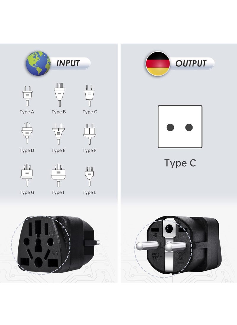 Rock Pow World to EU Adapter 1-Pack - Infino Multi-Country Converter for US/UK/AU/CN/JP - EU Type E/F - Safe Charging, Devices - Sleek BlackBLACK-1PACK-EU  - Image 3