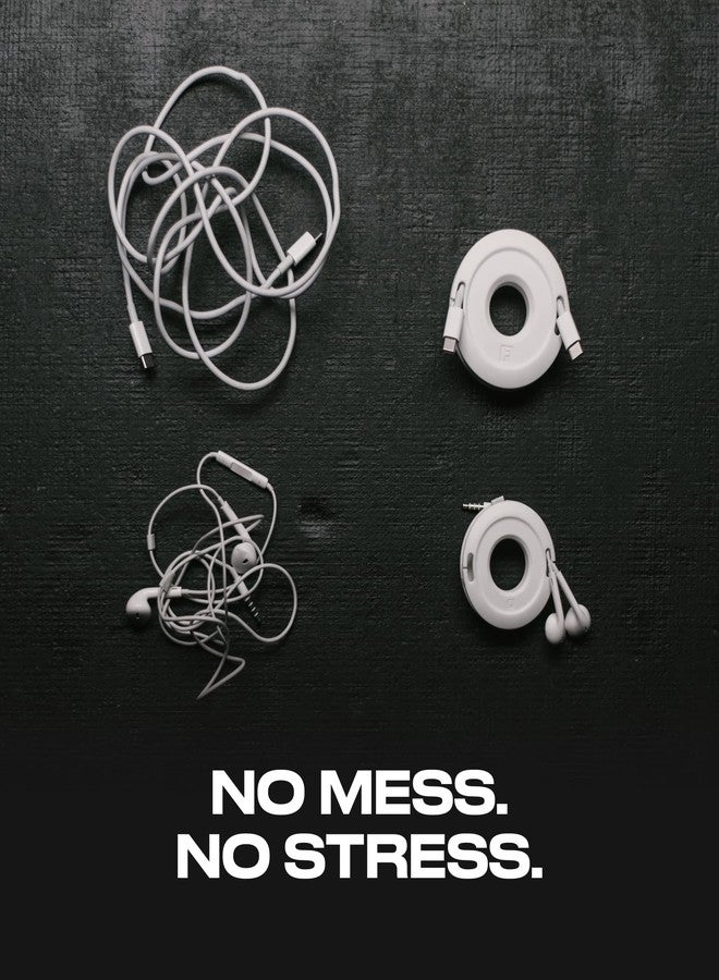 Fuse Side Winder Mini and Max Headphone, Earbud and Charging Cable Winder and Organizer Perfect for Wrapping Earbuds and Cords for Travel and Organization 2-Pack (White, Max) - Image 4