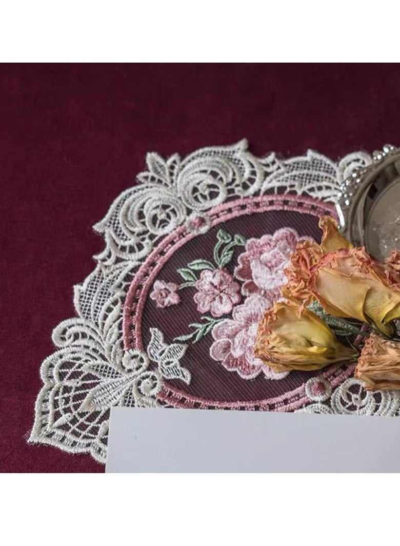 Vintage Oval Lace Placemat – Embroidered Retro Doily Tablecloth, Elegant Dining & Nightstand Decor – Pure White - Image 3