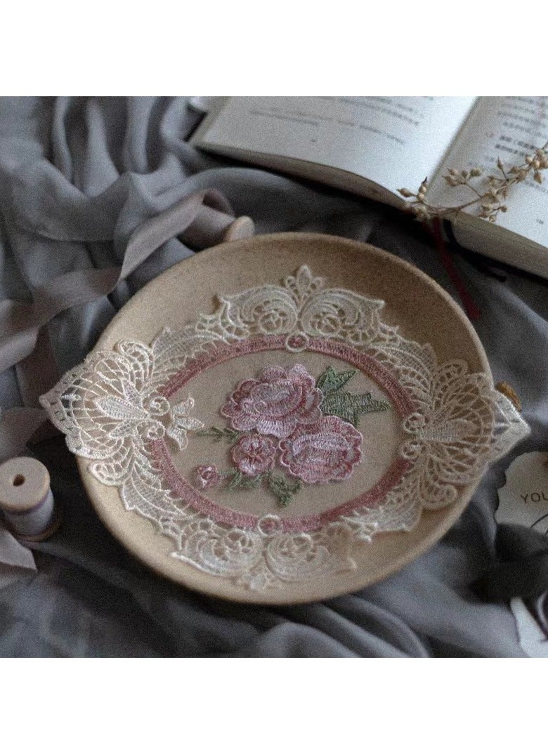Vintage Oval Lace Placemat – Embroidered Retro Doily Tablecloth, Elegant Dining & Nightstand Decor – Pure White - Image 5