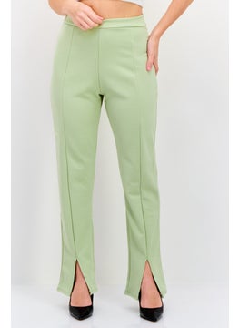 Women Petite High Waist Straight Leg Pants, Light Green