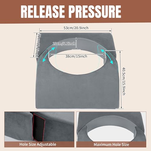 HOMBYS Adjustable Size BBL Pillow After Surgery for Sleeping,High Density Foam Butt Pillow,Brazilian Butt Lift Pillow Post Surgery Recovery for Sleeping,BBL Chair with Hole (Dark Grey) - Image 5