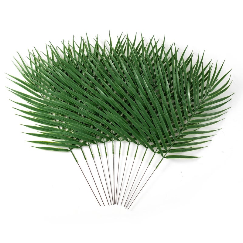 ATFL Large Artificial Palm Leaves Palm Branches for Palm Sunday 12 Pcs Large Branches Decoration Tropical Leaf with Stem Party Decorations Faux Tree Leaves Decor189