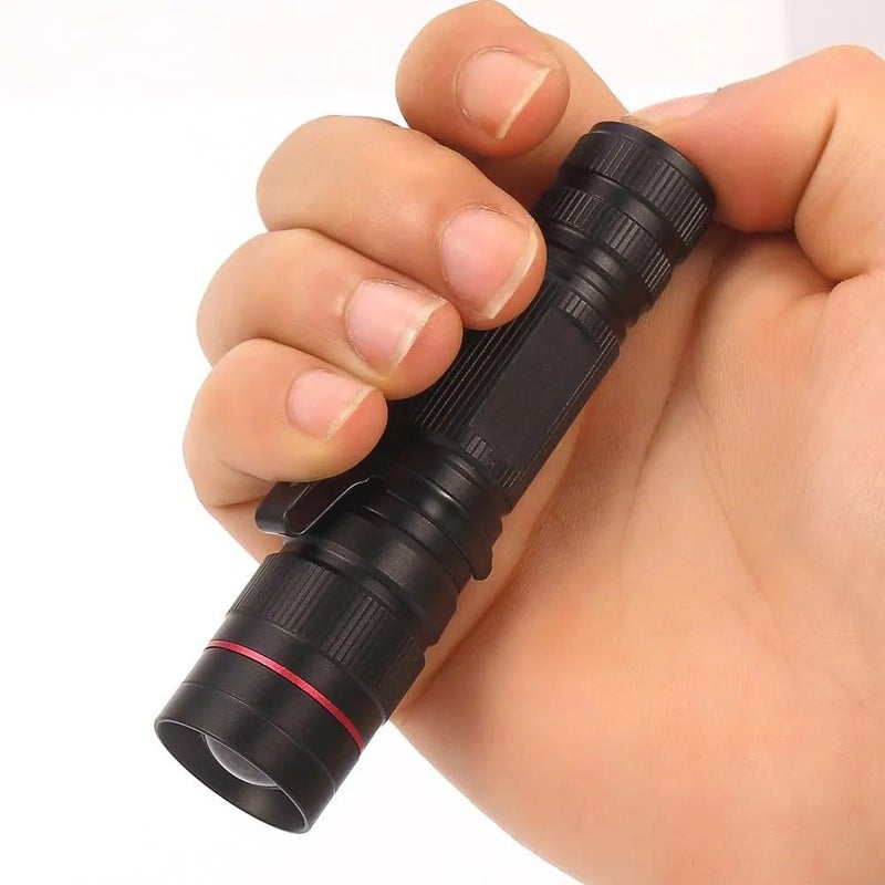 Efillooc AluminiumAlloy LED Flashlight Pocket Torch with Clip for EDC Hiking Travel Trek Camping Works on AA Battery not IncludedAF X170 Black  - Image 3