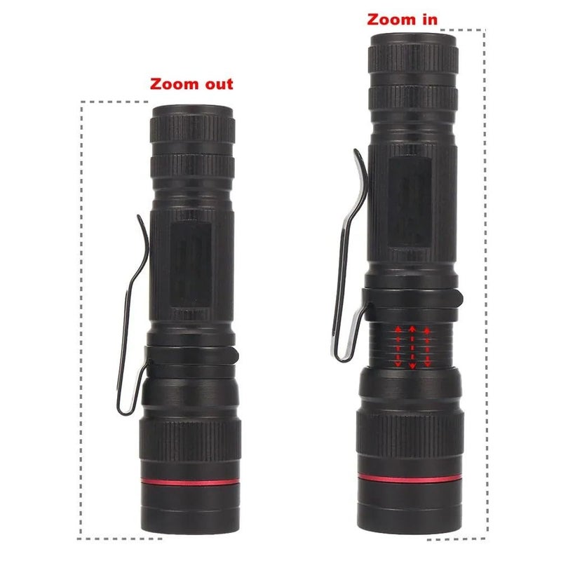 Efillooc AluminiumAlloy LED Flashlight Pocket Torch with Clip for EDC Hiking Travel Trek Camping Works on AA Battery not IncludedAF X170 Black  - Image 5