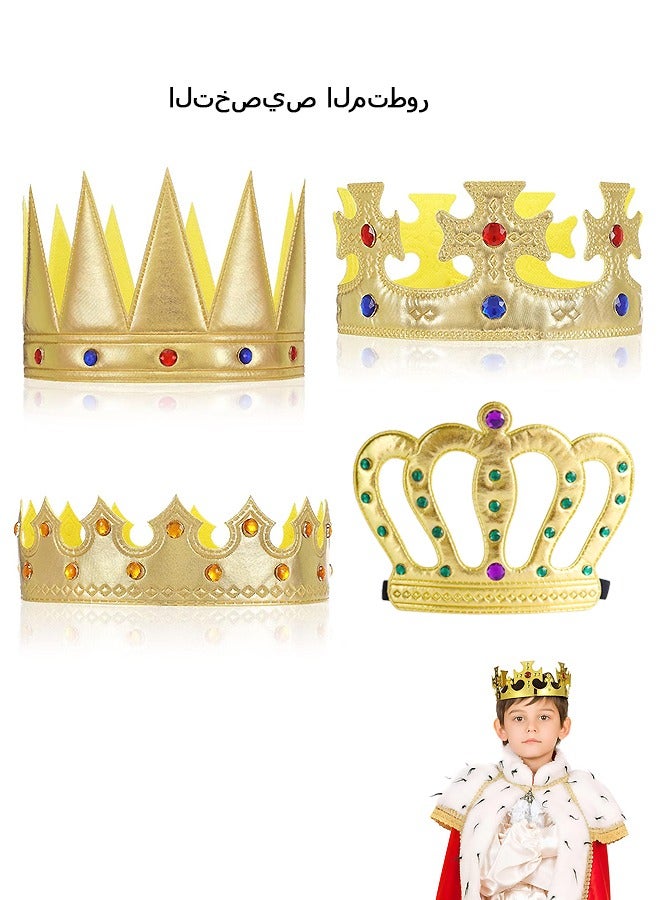 Beyond 4 Pcs Kids Party Gift King Crown, Adjustable Party Hats, Costume Props Accessory (Golden)  - Image 1